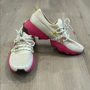 Sorel Cream and Pink Sneakers with Breathable Knit Upper